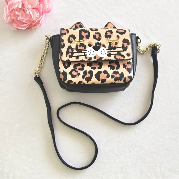 Betsey Johnson Handbags - 💕Betsey Johnson Leopard Print Bag Cat Ears Gold Chain Crossbody
